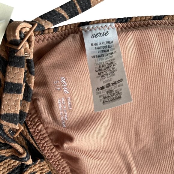 Aerie size S M L Tiger Pique longline triangle tie back bikini top NWT - Picture 6 of 11